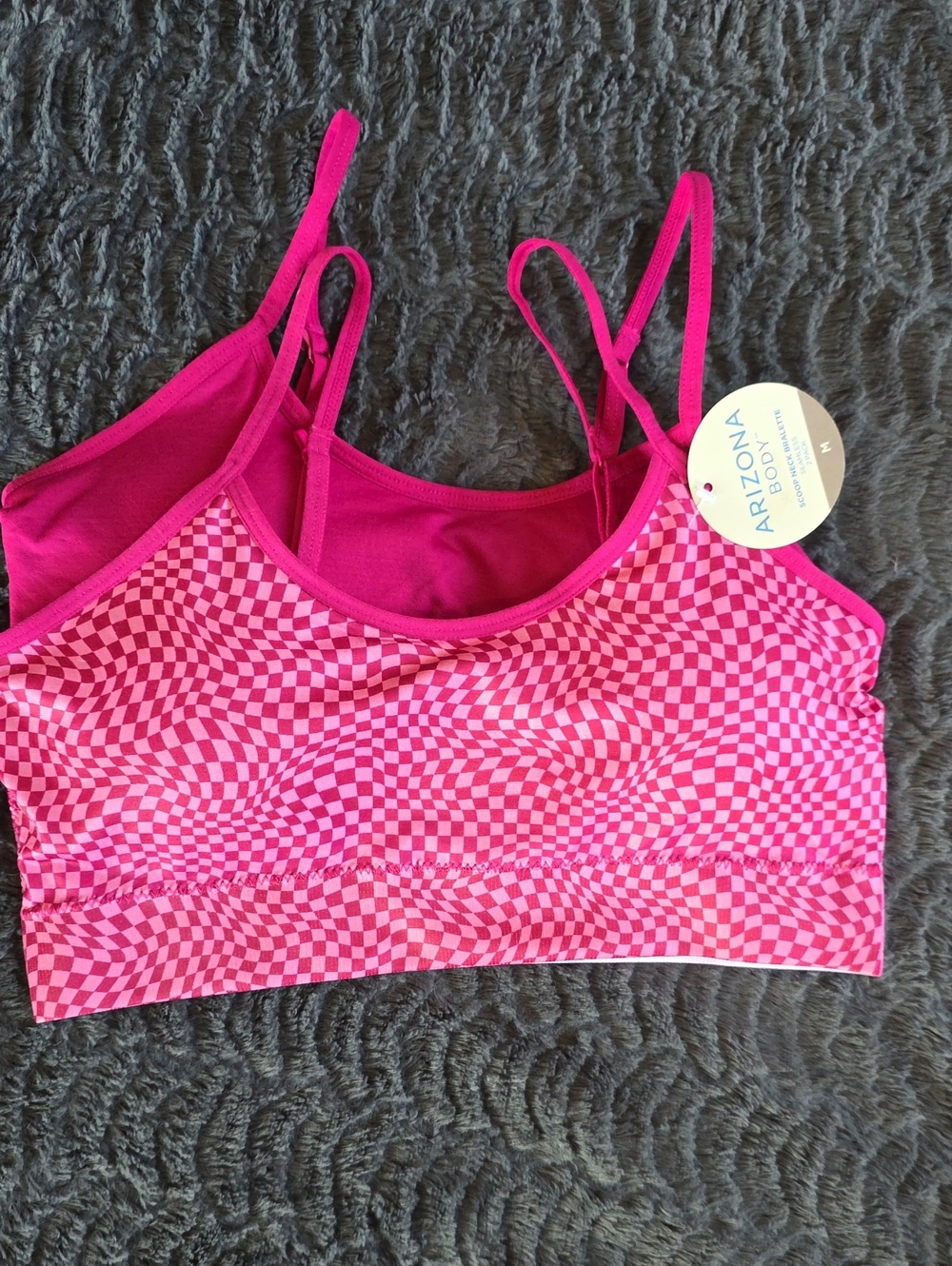 Arizona Jean Company Hot Pink & Checkered Bralette Medium